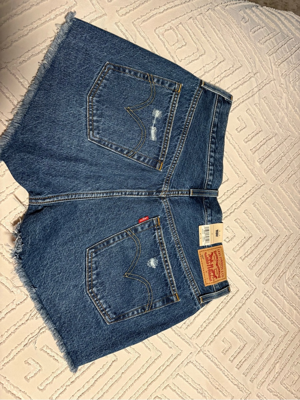 Levi's Distressed Blue Denim Jean Shorts - Picture 2 of 3